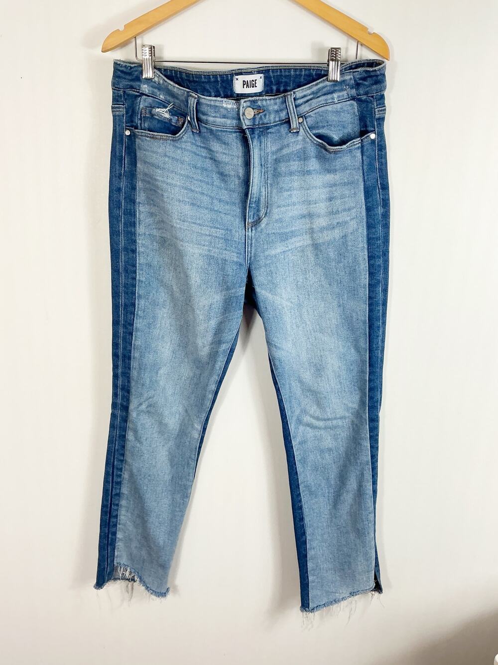 Paige Womens Hoxton Slim Two Toned Slanted Fray Women's Denim Ankle Jeans 32